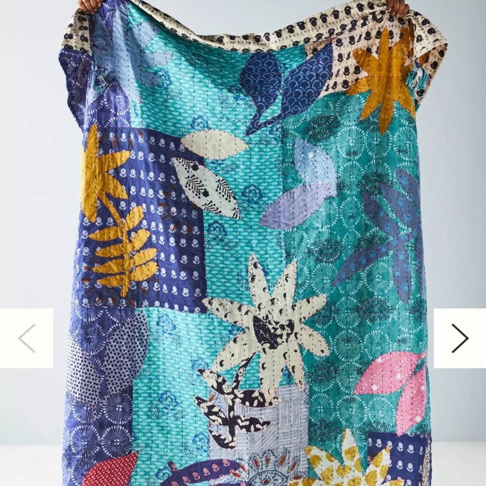 Upcycled Applique Throw Blanket Anthropologie